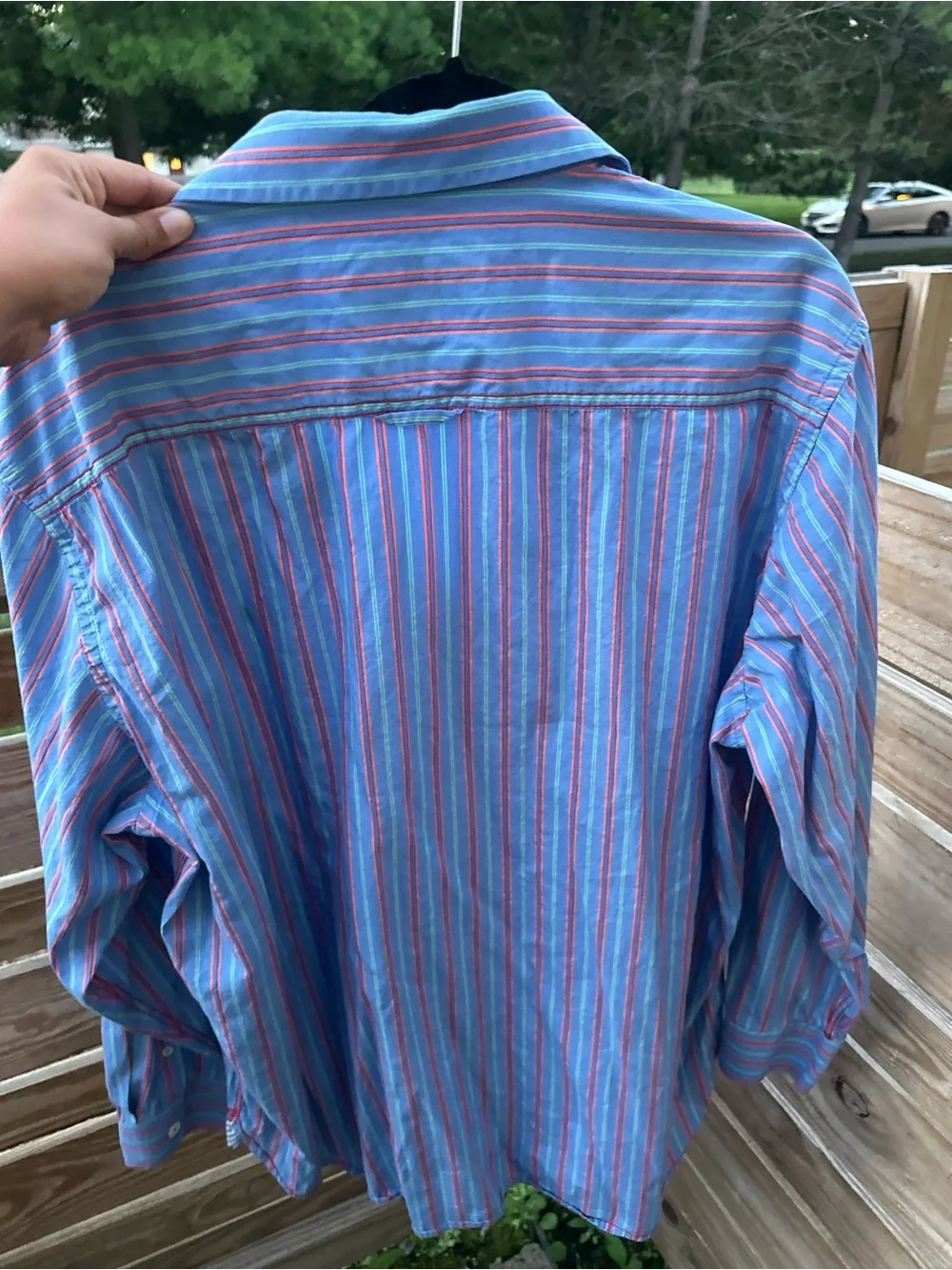 J. Crew Men's Multicolor Striped Button-Down Shirt (Blue & Pink)